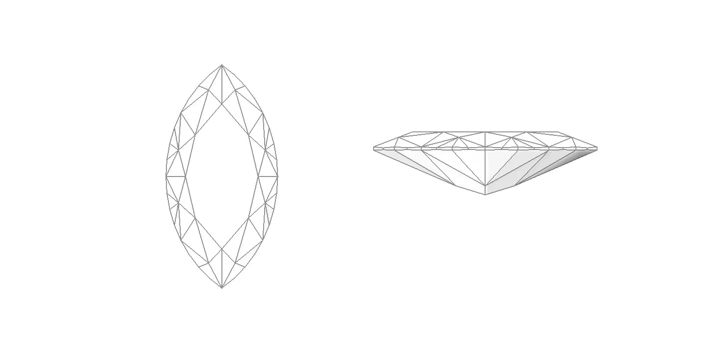 Dessin d'une pierre de forme marquise