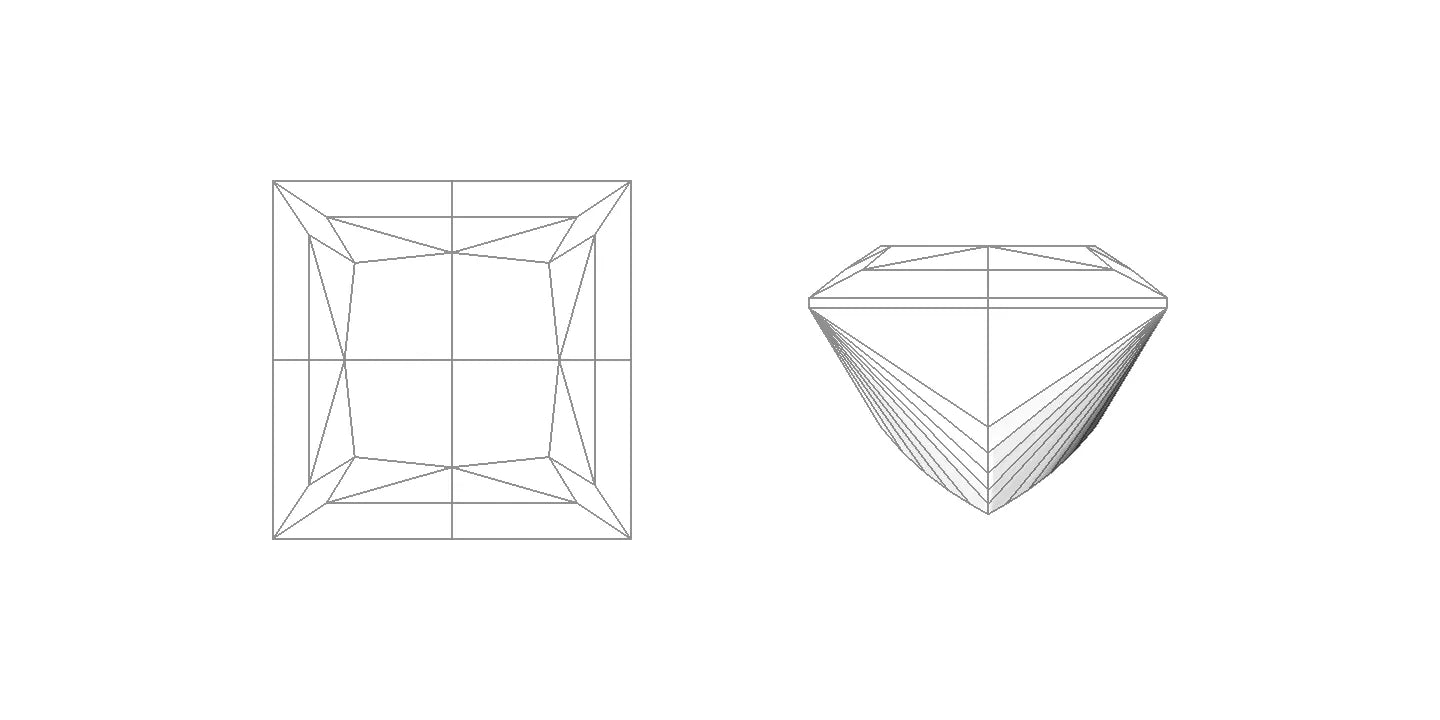 Dessin d'une pierre de taille princesse