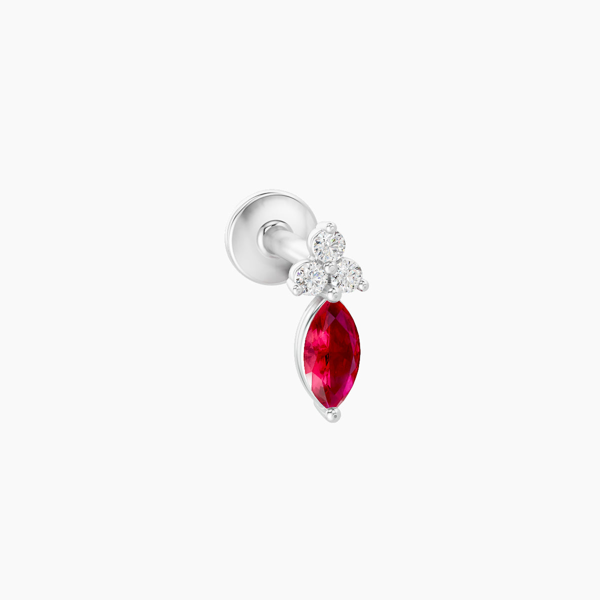 Adeona | 18k White Gold 5 mm 7 mm Ruby & Diamond Piercing