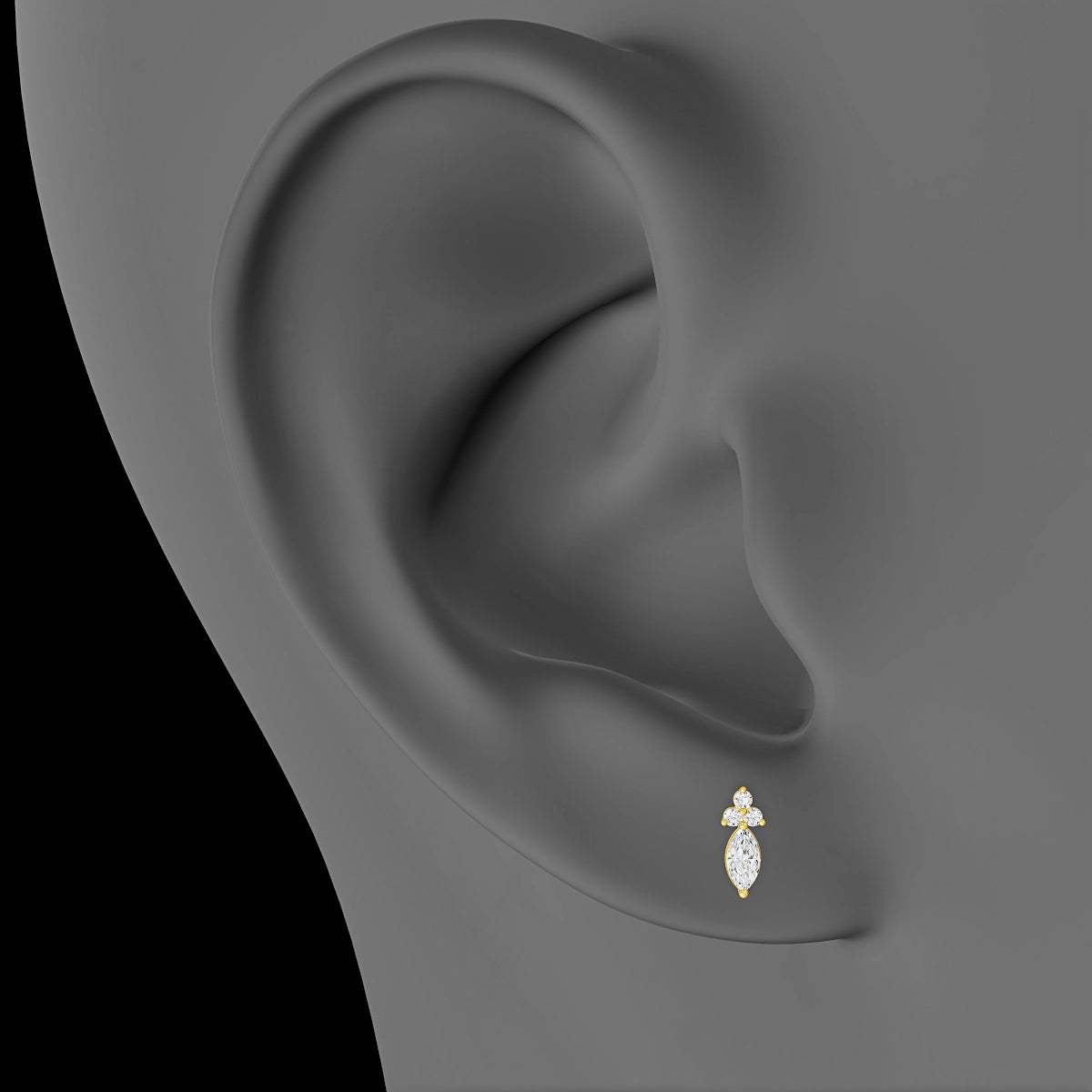 Adeona | 18k Yellow Gold 7 mm 5 mm Diamond Piercing