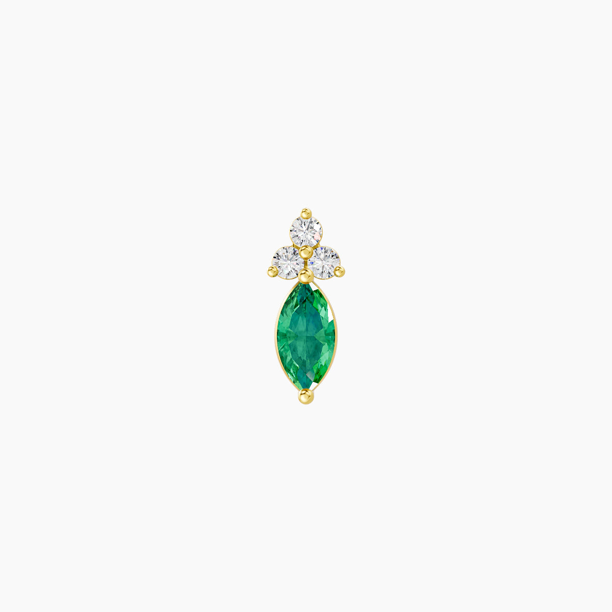 Adeona | 18k Yellow Gold 5 mm 7 mm Emerald & Diamond Piercing