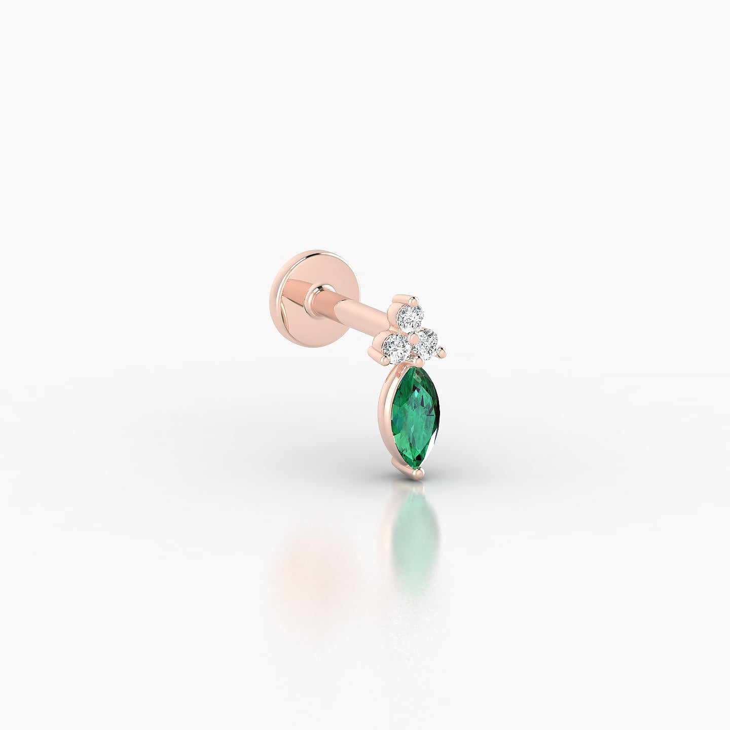Adeona | 18k Rose Gold 5 mm 7 mm Emerald & Diamond Piercing