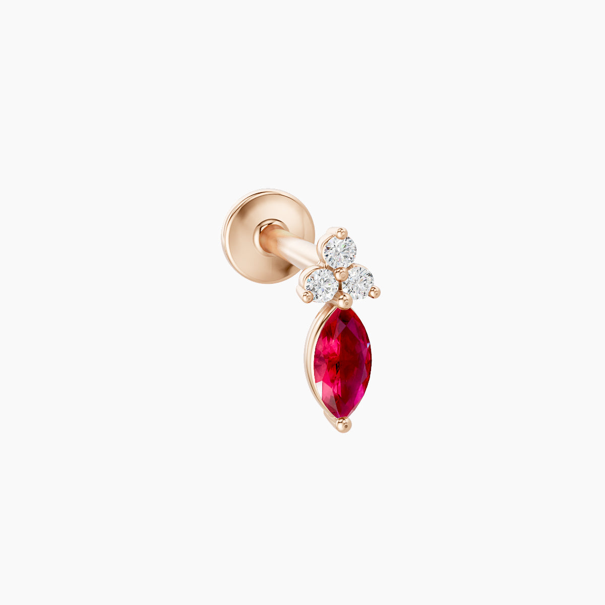 Adeona | 18k Rose Gold 6.5 mm 7 mm Ruby & Diamond Piercing