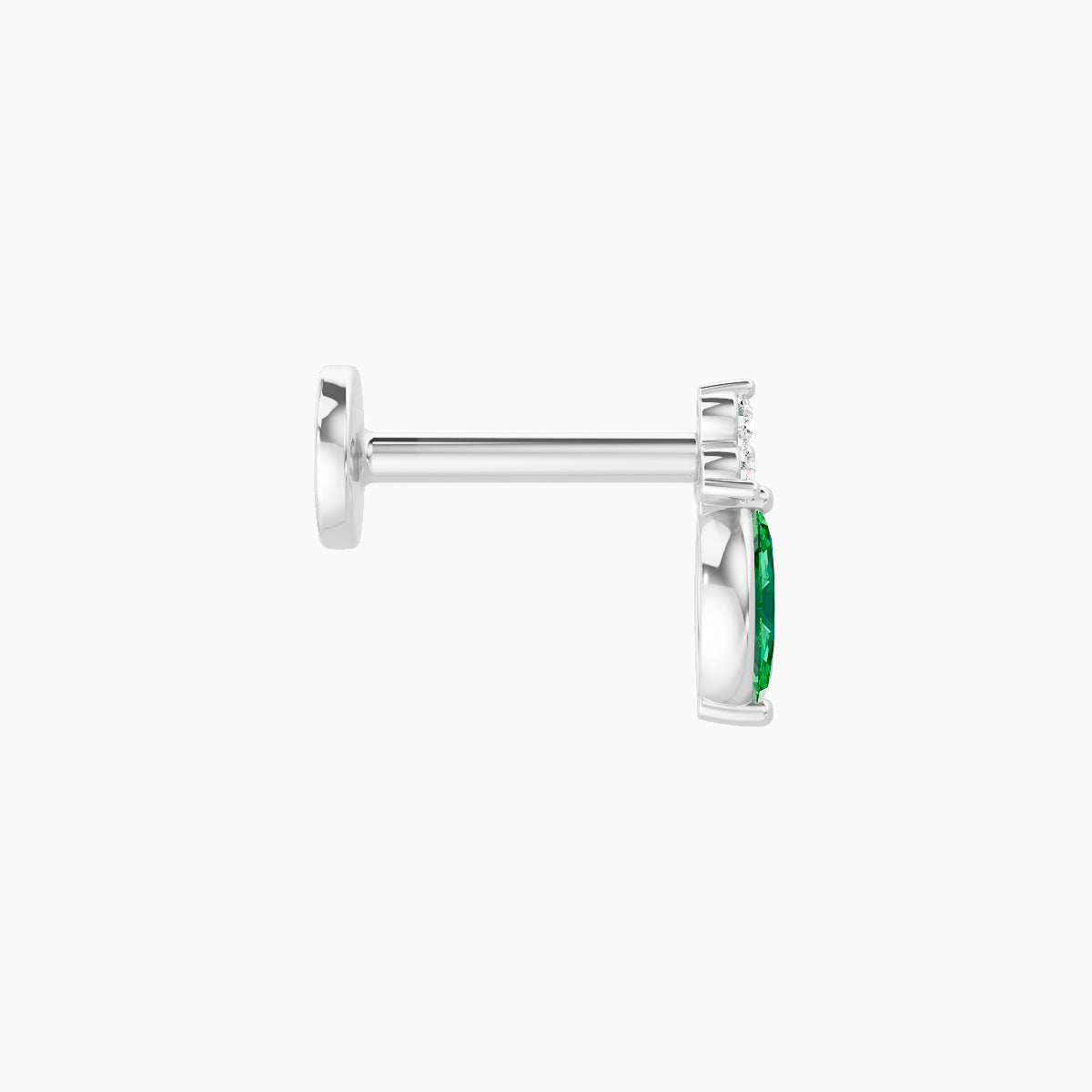 Adeona | 18k White Gold 6.5 mm 7 mm Emerald & Diamond Piercing