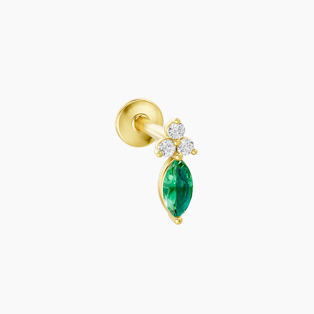 Adeona | 18k Yellow Gold 6.5 mm 7 mm Emerald & Diamond Piercing