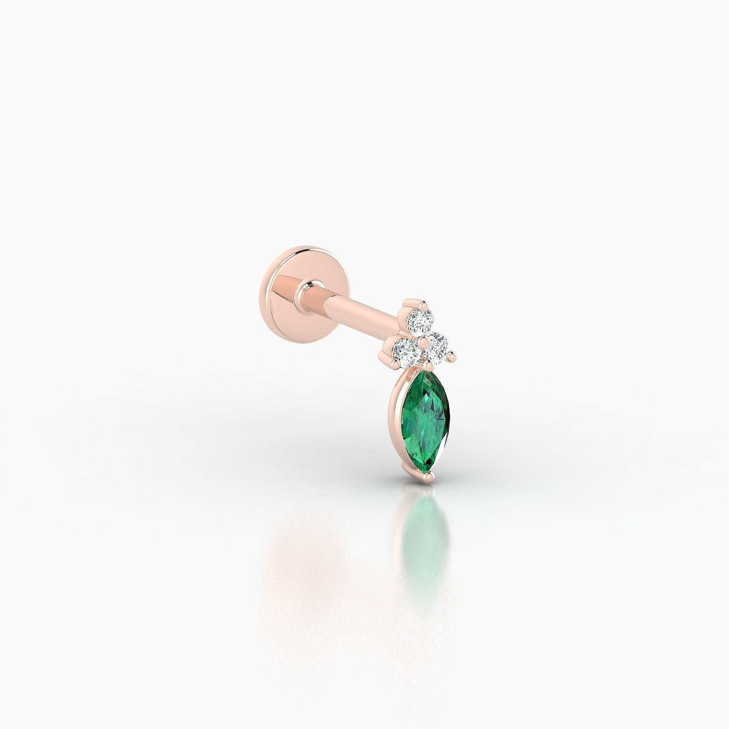 Adeona | 18k Rose Gold 6.5 mm 7 mm Emerald & Diamond Piercing