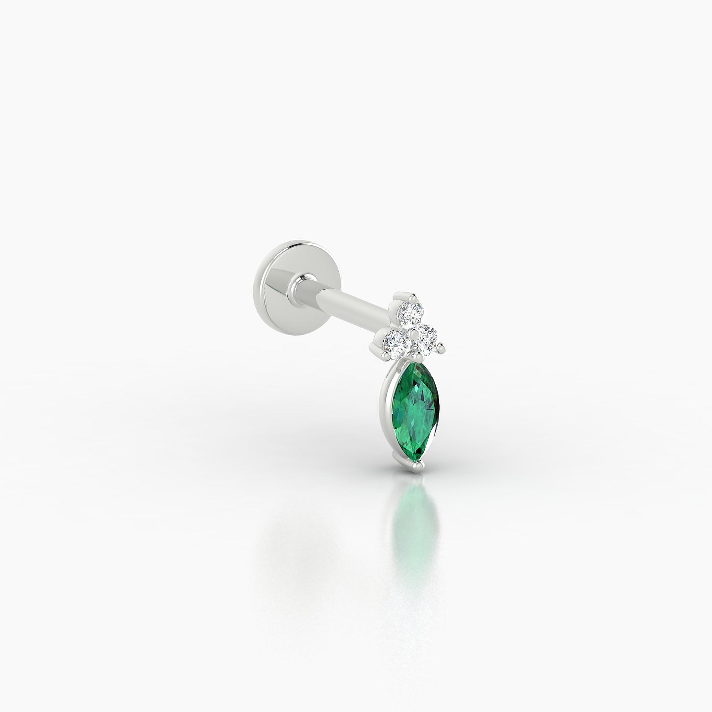 Adeona | 18k White Gold 6.5 mm 7 mm Emerald & Diamond Piercing