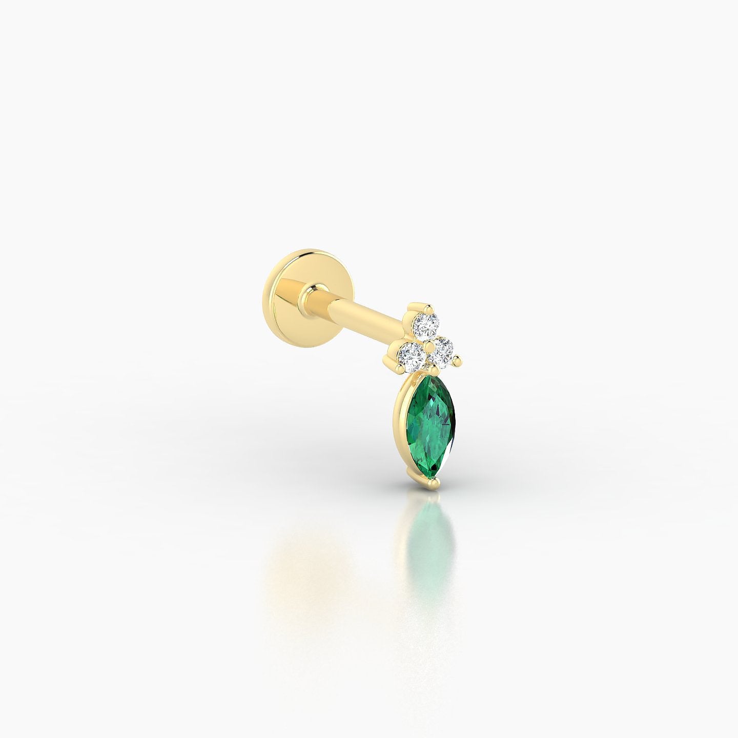 Adeona | 18k Yellow Gold 6.5 mm 7 mm Emerald & Diamond Piercing