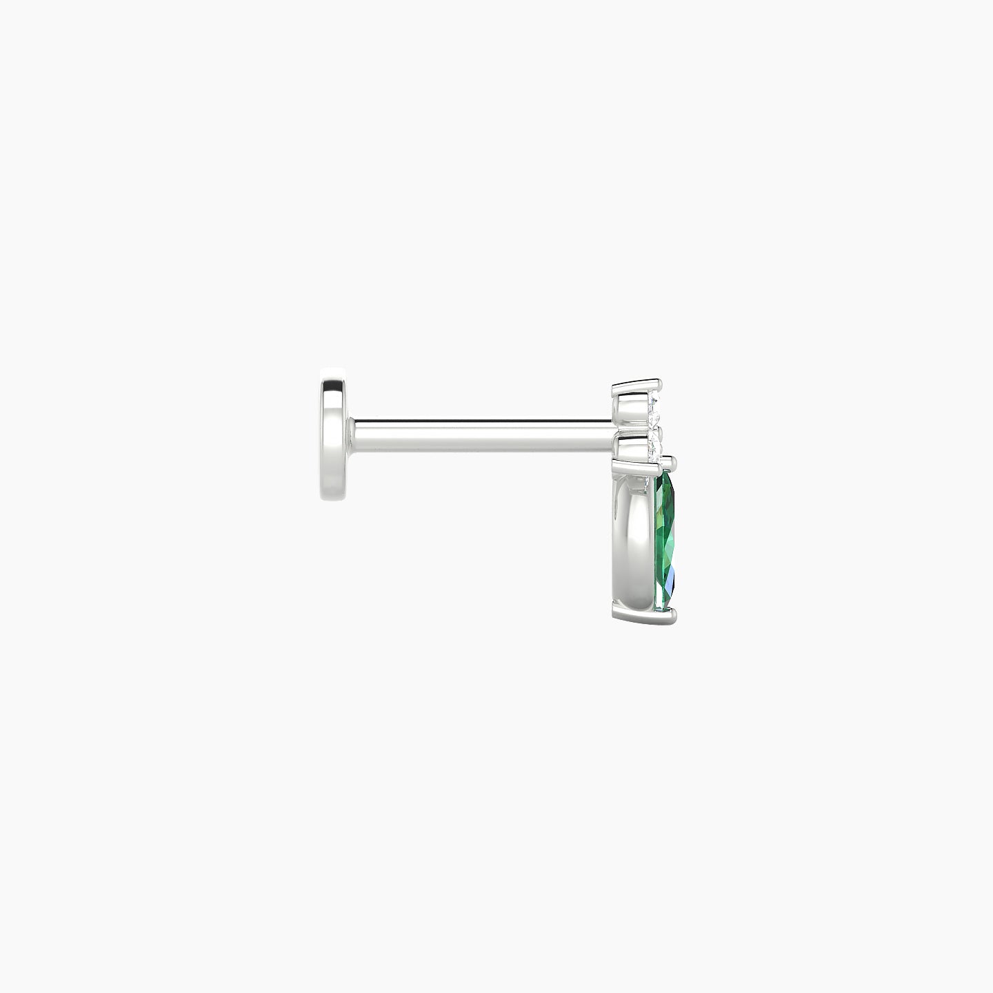 Adeona | 18k White Gold 6.5 mm 7 mm Emerald & Diamond Piercing