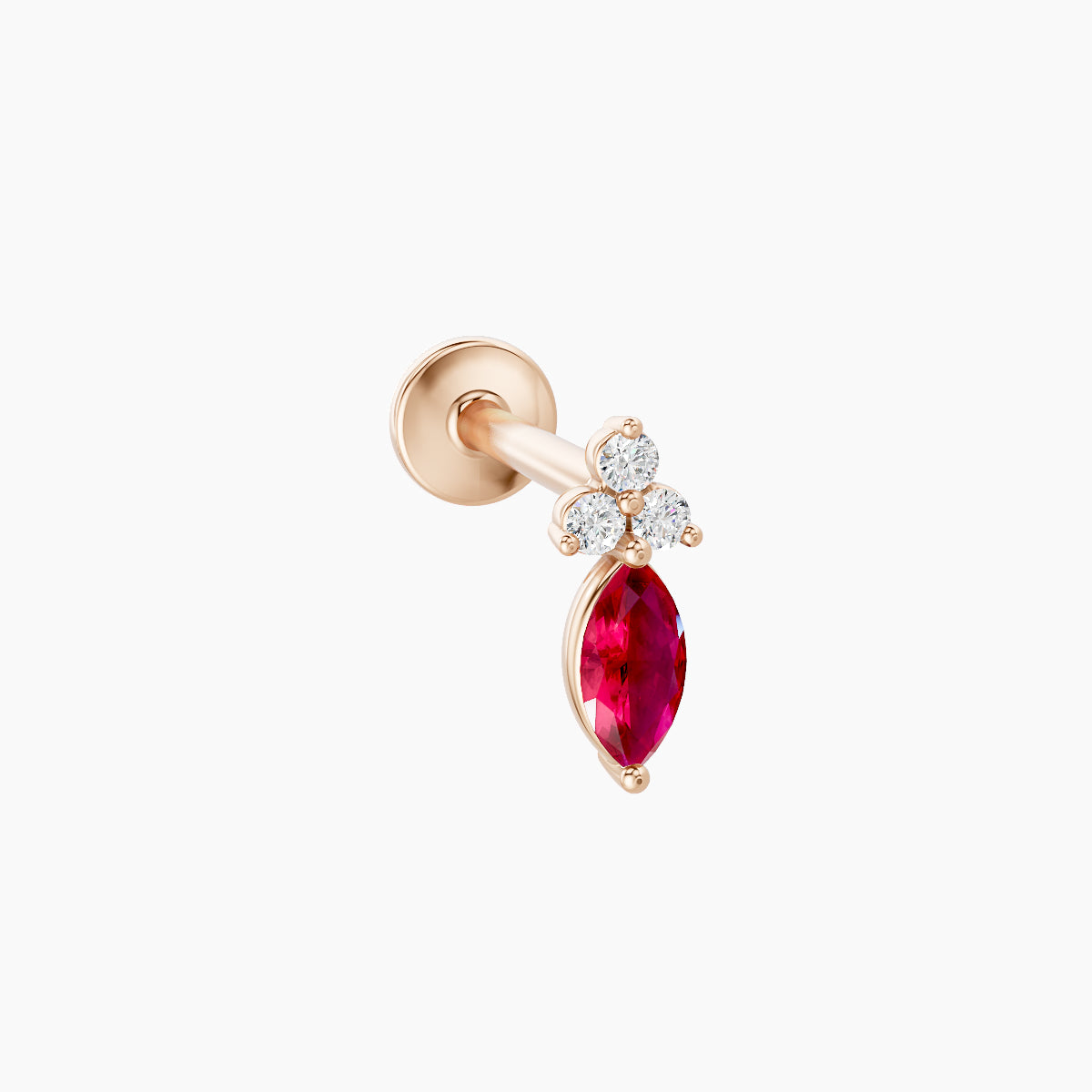 Adeona | 18k Rose Gold 8 mm 7 mm Ruby & Diamond Piercing