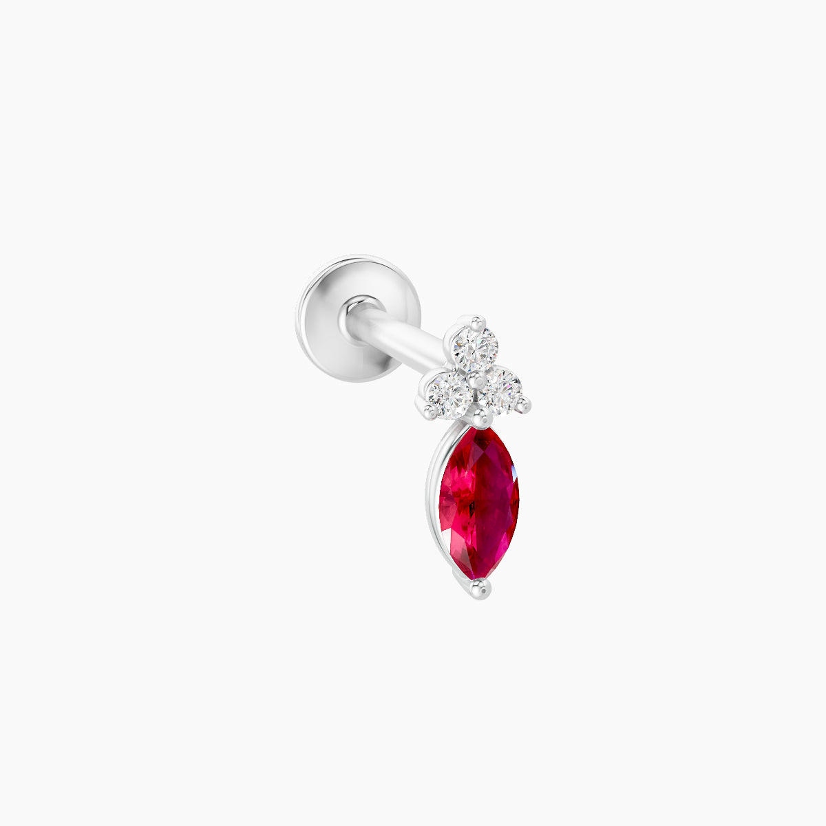 Adeona | 18k White Gold 8 mm 7 mm Ruby & Diamond Piercing