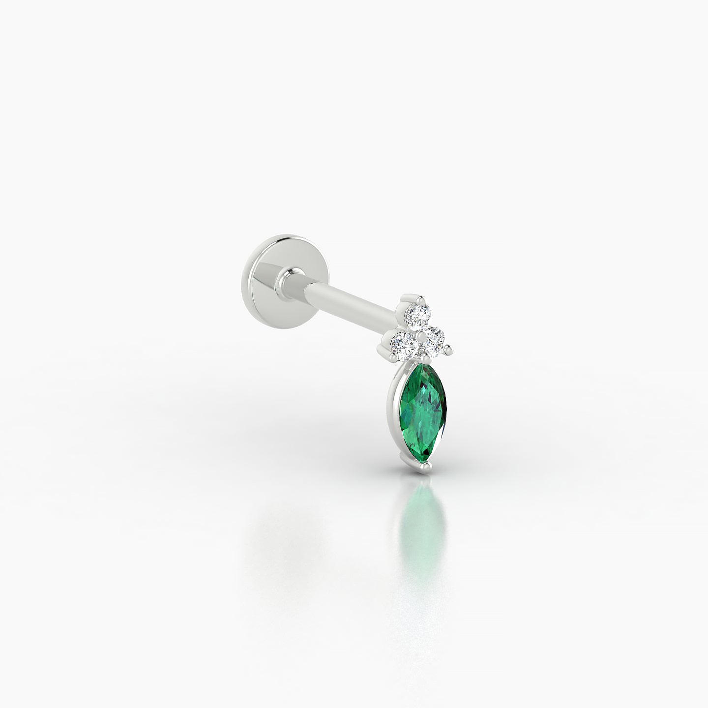 Adeona | 18k White Gold 8 mm 7 mm Emerald & Diamond Piercing