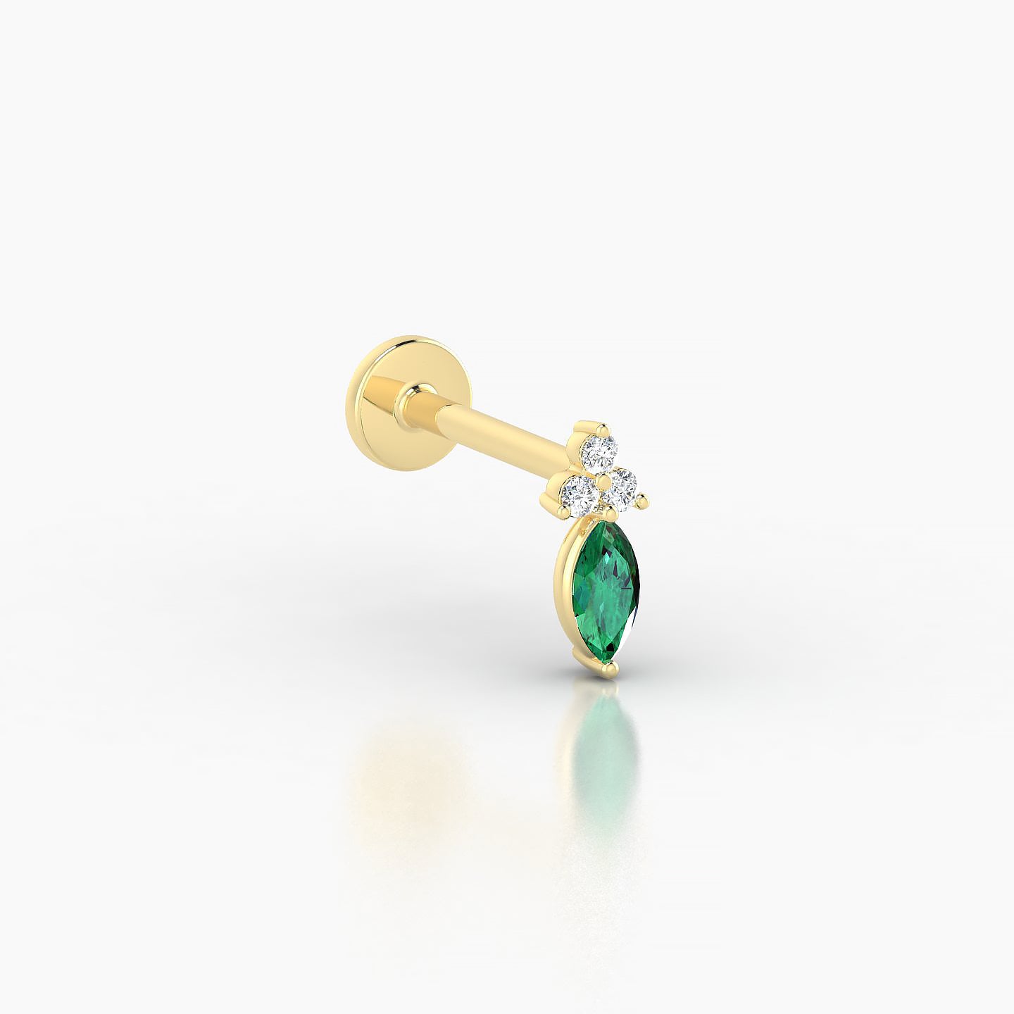 Adeona | 18k Yellow Gold 8 mm 7 mm Emerald & Diamond Piercing