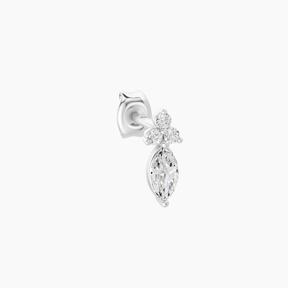 Adeona | 18k White Gold 7 mm Diamond Earring