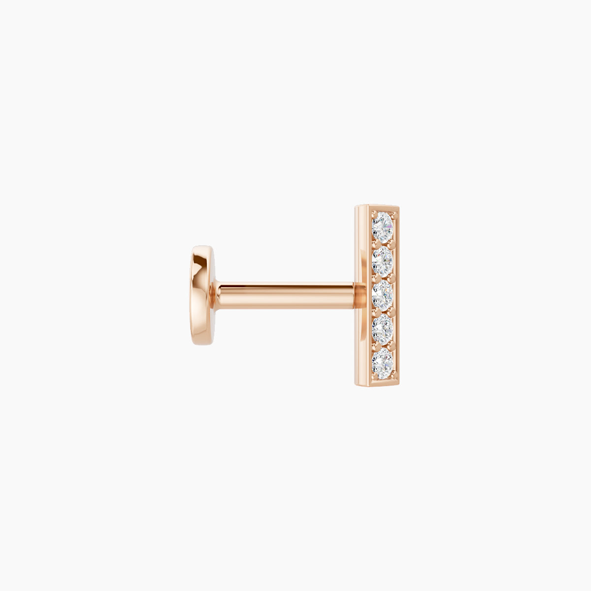 Ala | 18k Rose Gold 6.5 mm 5 mm Bar Diamond Nose Piercing