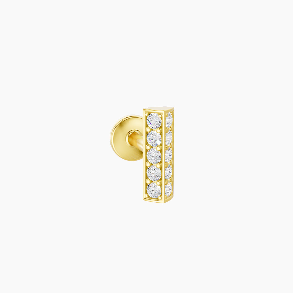 Ala | 18k Yellow Gold 6.5 mm 5 mm Bar Diamond Nose Piercing