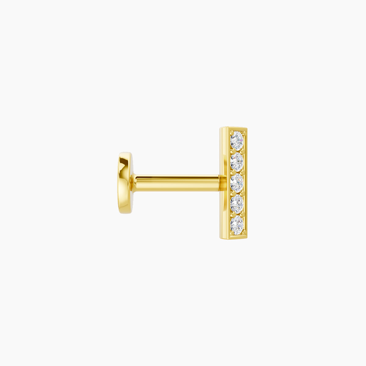 Ala | 18k Yellow Gold 6.5 mm 5 mm Bar Diamond Nose Piercing