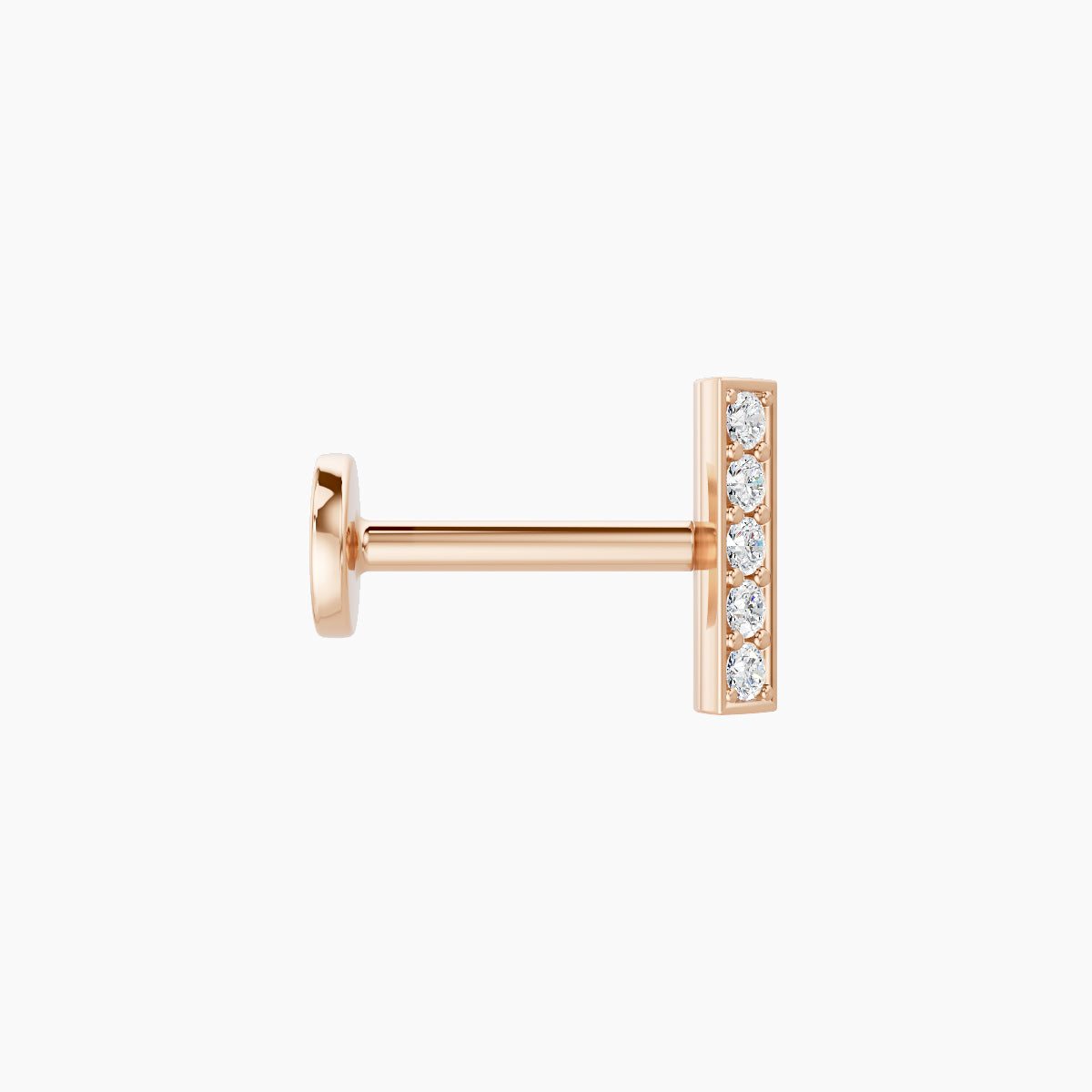 Ala | 18k Rose Gold 6.5 mm 6.5 mm Bar Diamond Nose Piercing