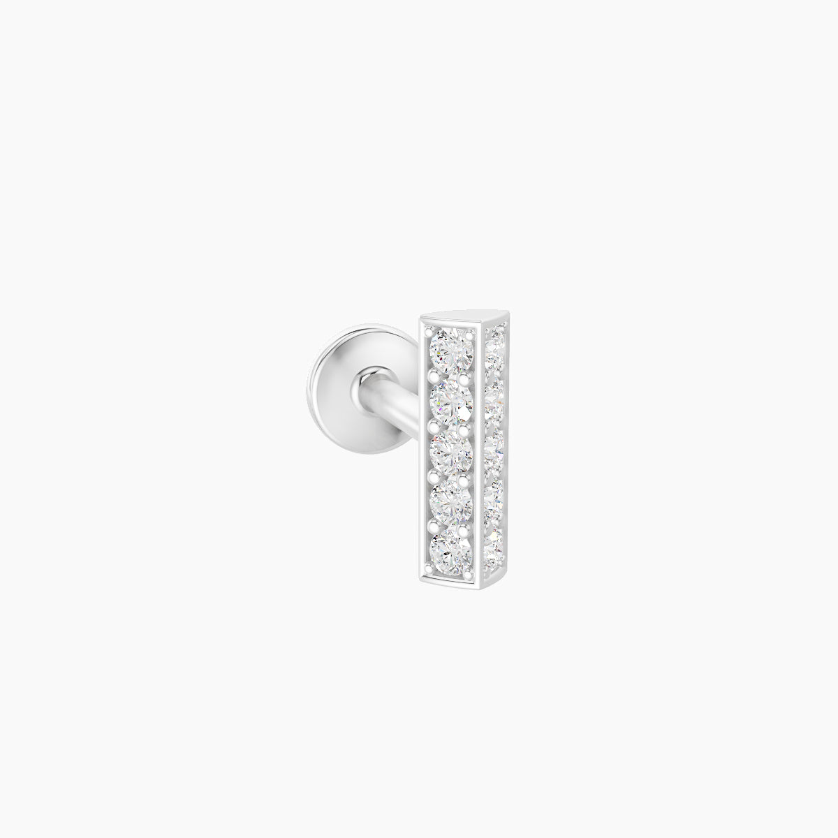 Ala | 18k White Gold 6.5 mm 6.5 mm Bar Diamond Nose Piercing