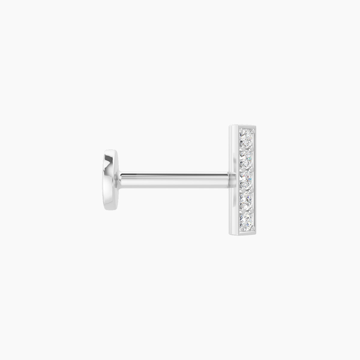 Ala | 18k White Gold 6.5 mm 6.5 mm Bar Diamond Nose Piercing