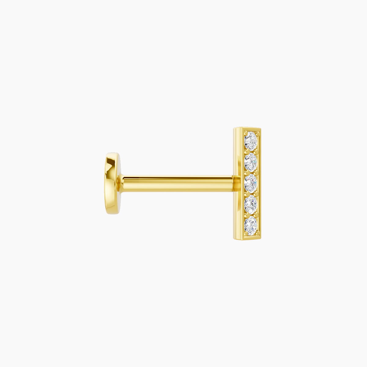 Ala | 18k Yellow Gold 6.5 mm 6.5 mm Bar Diamond Nose Piercing