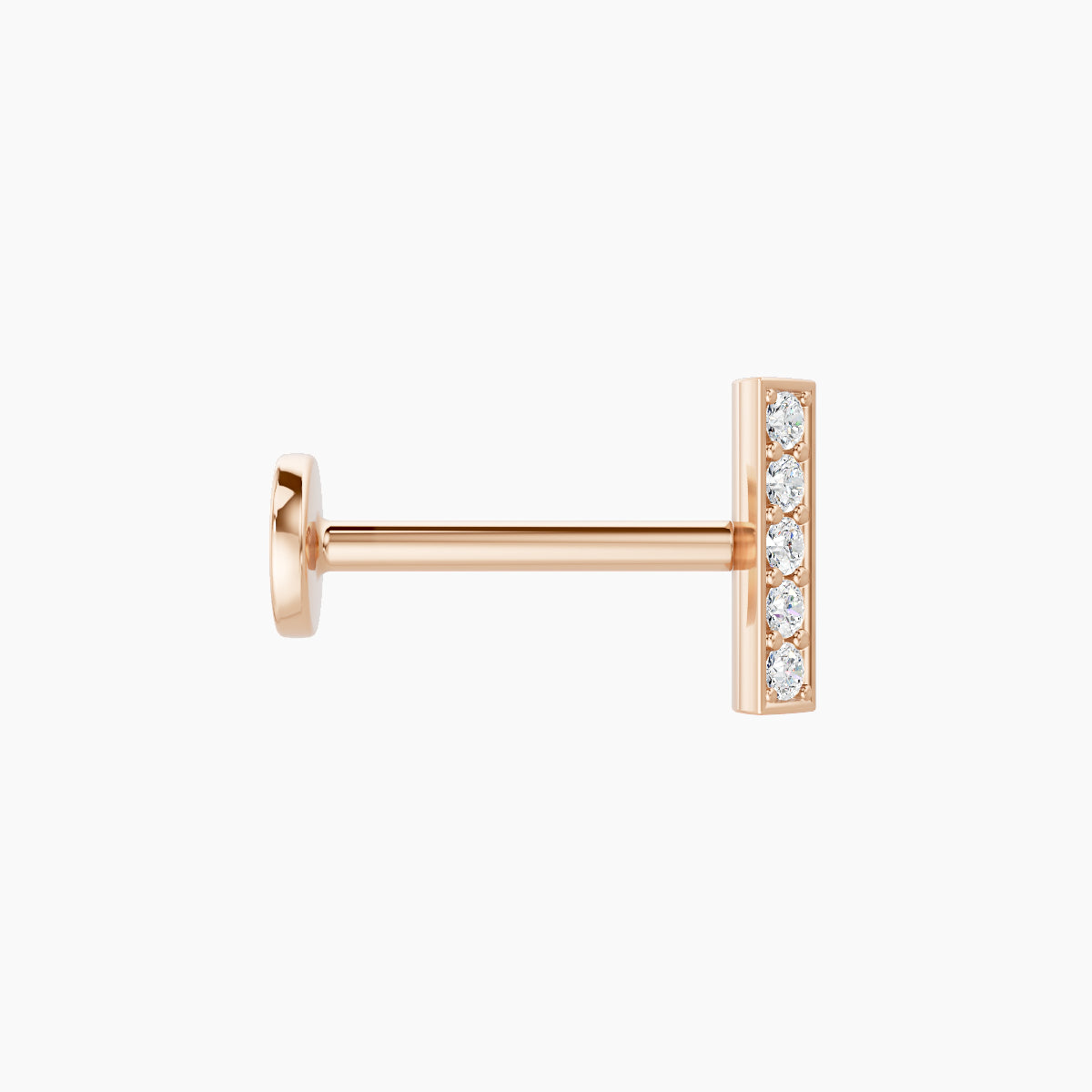 Ala | 18k Rose Gold 6.5 mm 8 mm Bar Diamond Nose Piercing
