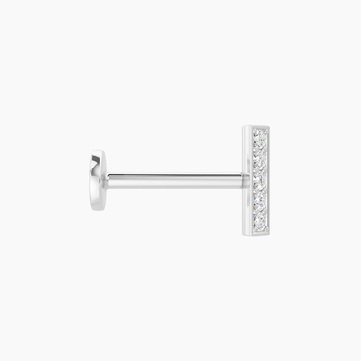 Ala | 18k White Gold 6.5 mm 8 mm Bar Diamond Nose Piercing