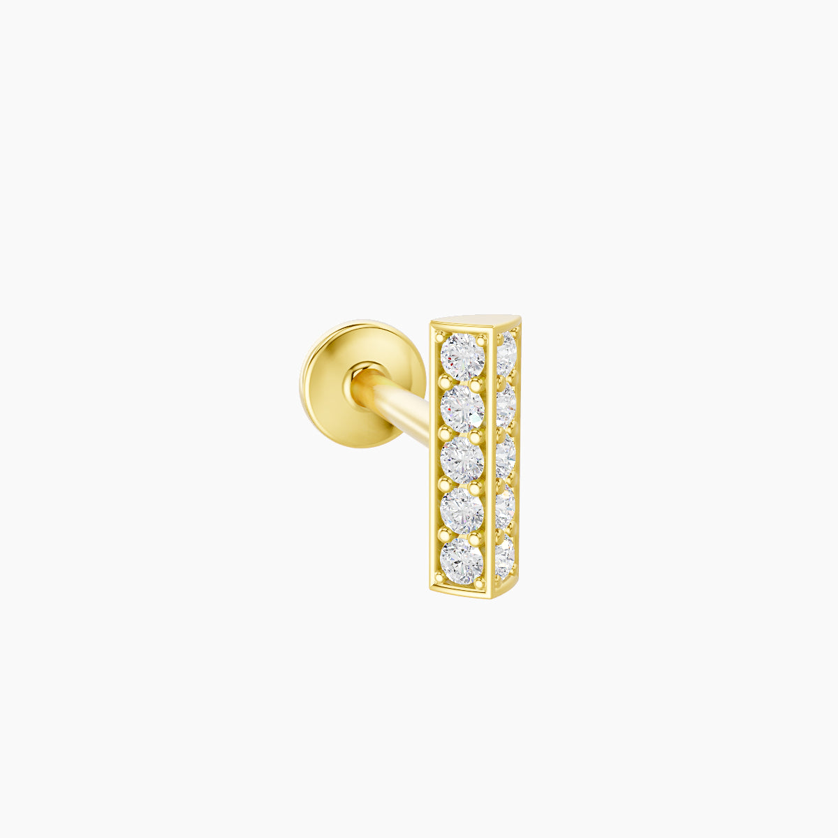 Ala | 18k Yellow Gold 6.5 mm 8 mm Bar Diamond Nose Piercing