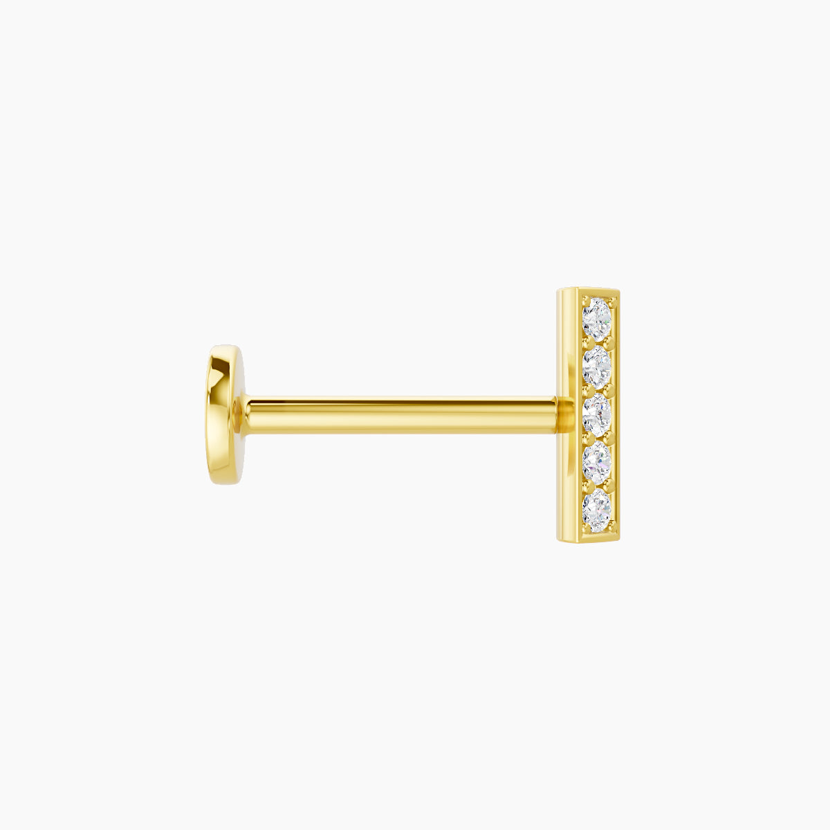 Ala | 18k Yellow Gold 6.5 mm 8 mm Bar Diamond Nose Piercing