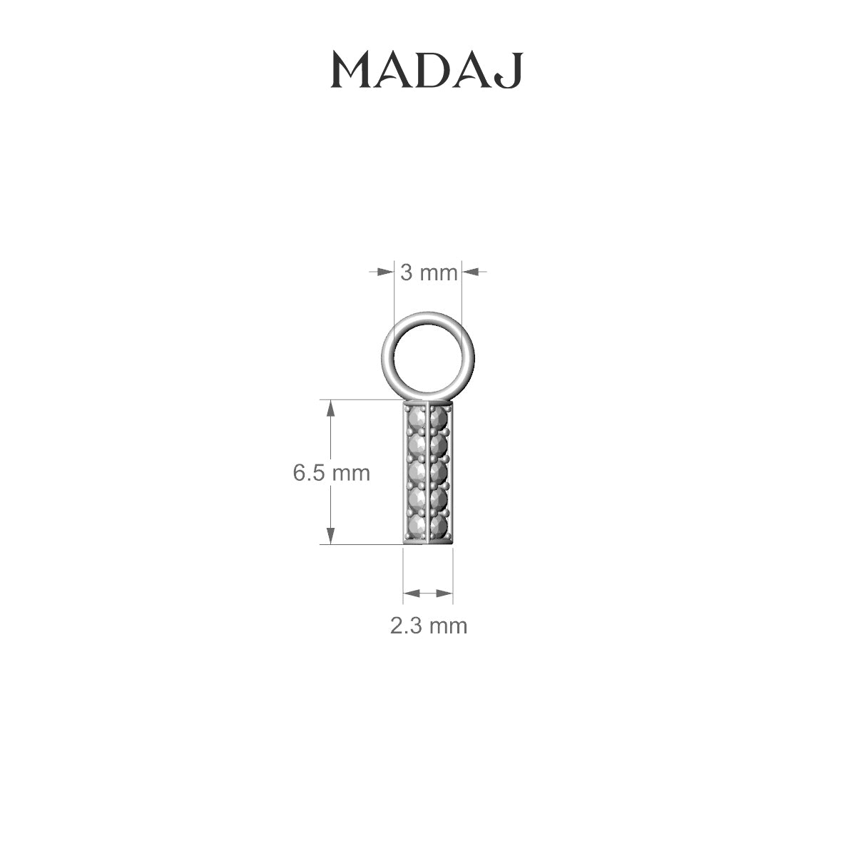Ala | 18k White Gold 6.5 mm Bar Diamond Charm