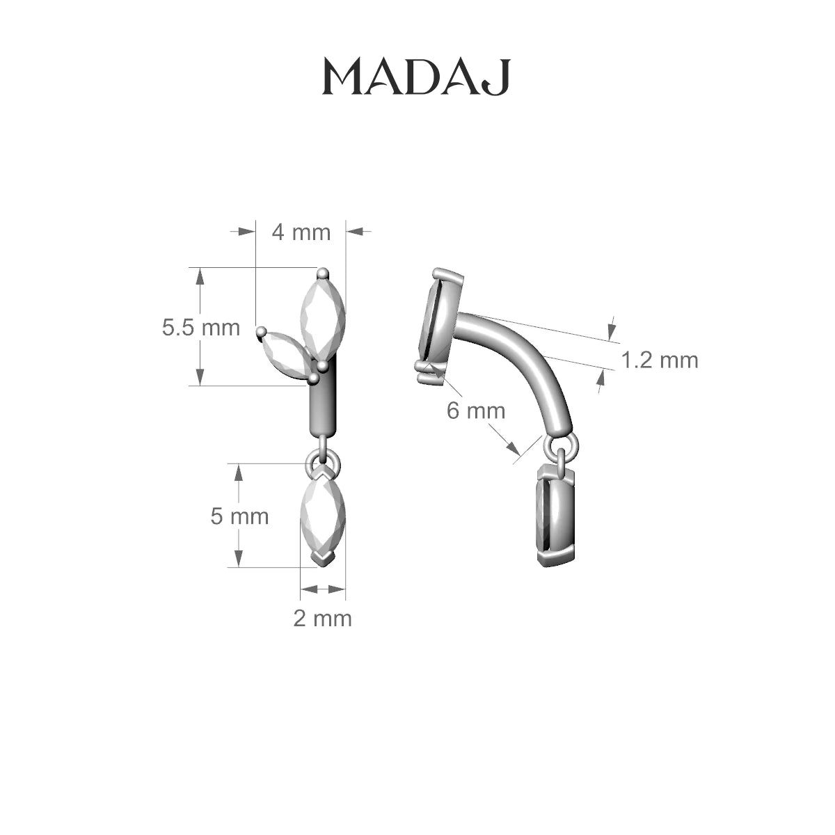 Alceste | 18k White Gold 6 mm Diamond Rook Piercing