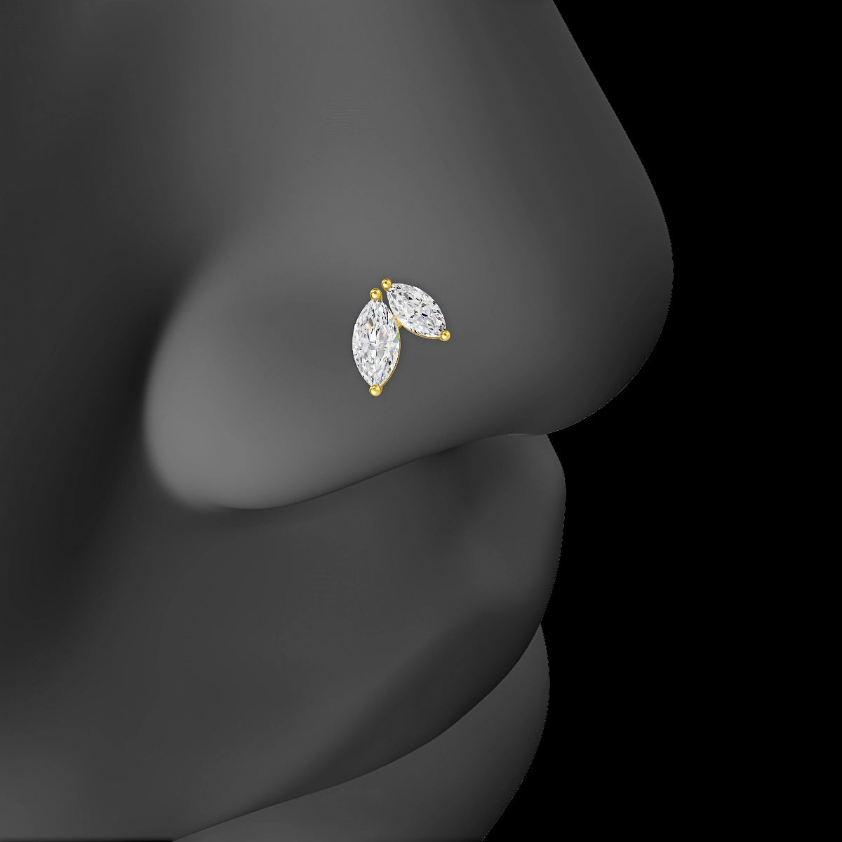 Alceste | 18k Yellow Gold 7.6 mm 5 mm Diamond Nose Piercing
