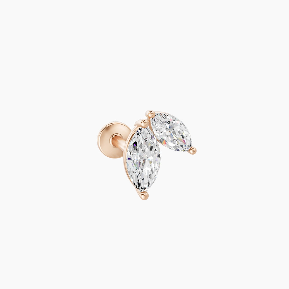 Alceste | Piercing Diamant Or Rose 18k Hypoallergénique 7.6 mm 6.5 mm