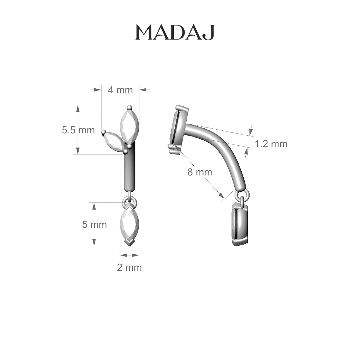 Alceste | 18k Yellow Gold 8 mm Diamond Rook Piercing