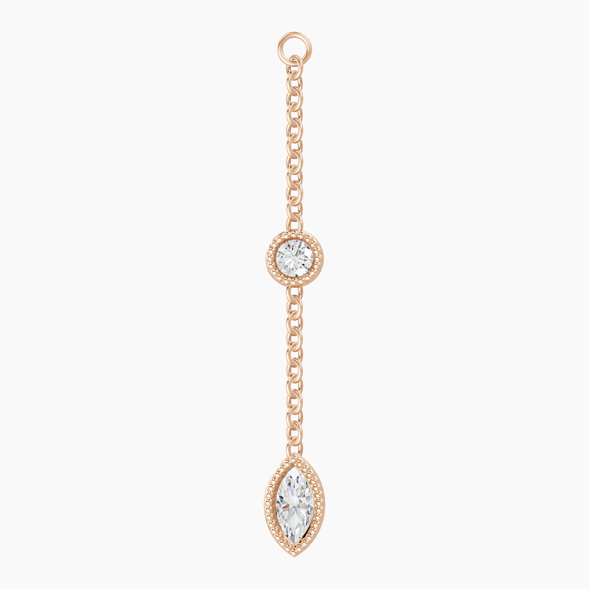Alcyone | 18k Rose Gold 25 mm Marquise Diamond Chain Charm