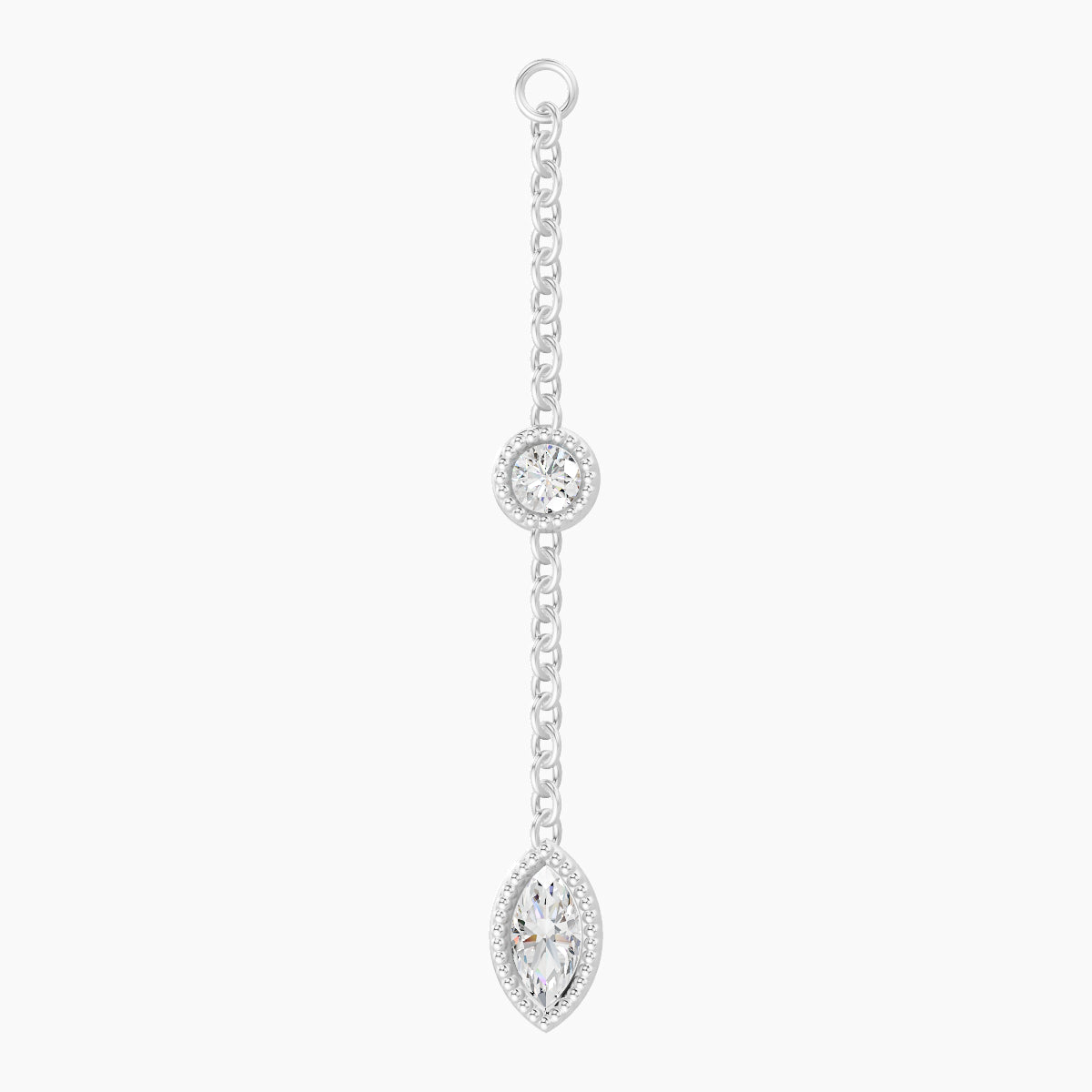 Alcyone | 18k White Gold 25 mm Marquise Diamond Chain Charm