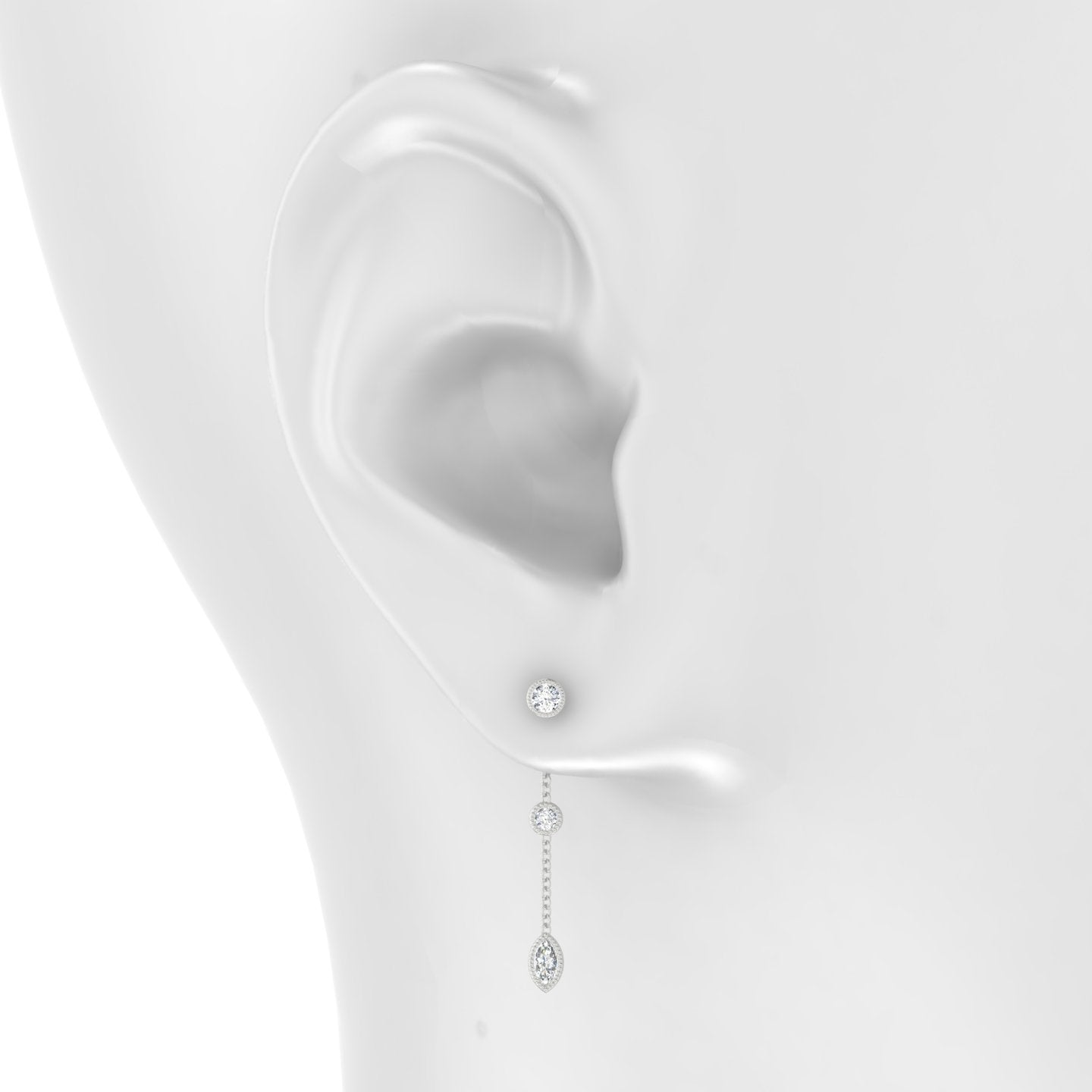 Alcyone | 18k White Gold 25 mm Marquise Diamond Chain Charm