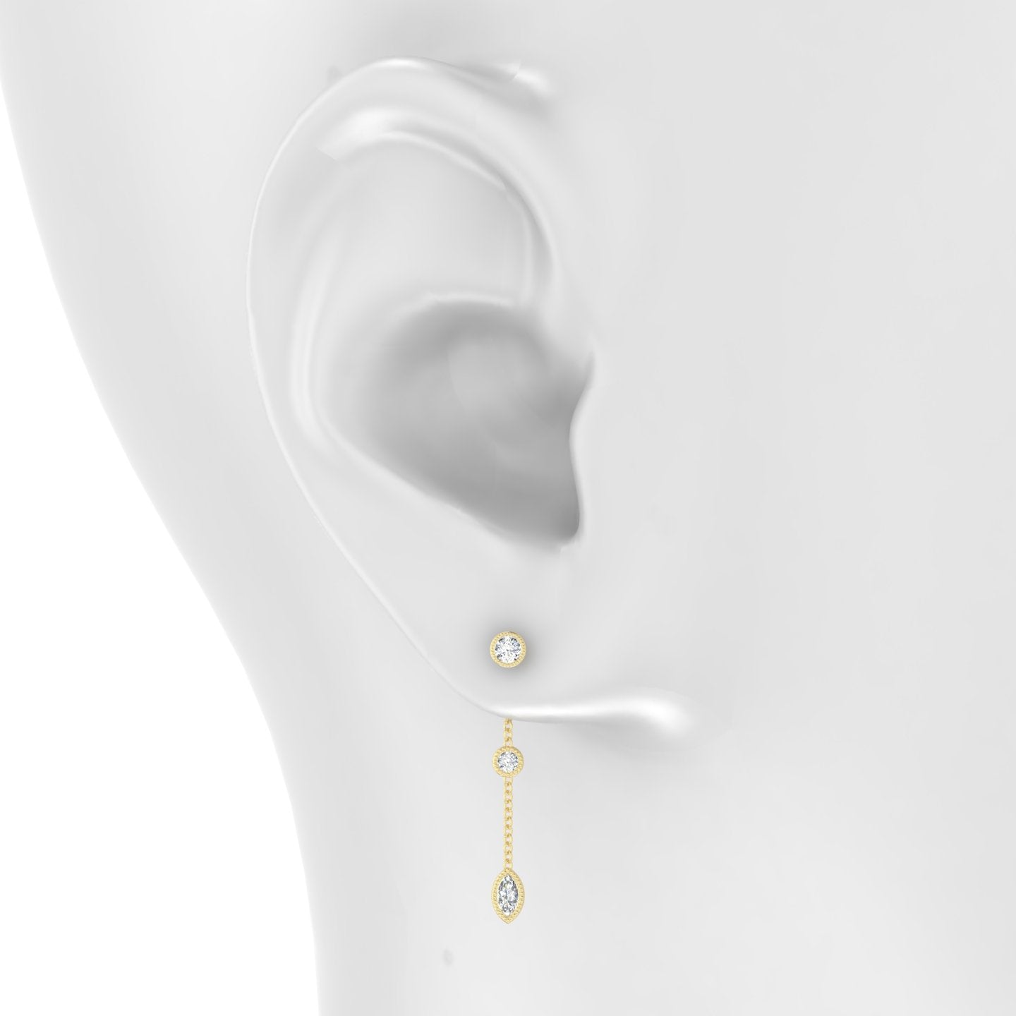 Alcyone | 18k Yellow Gold 25 mm Marquise Diamond Chain Charm