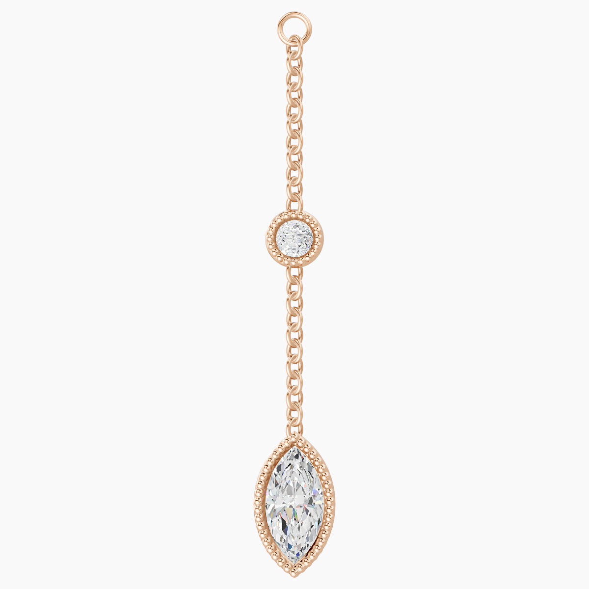 Alcyone | 18k Rose Gold 28 mm Marquise Diamond Chain Charm