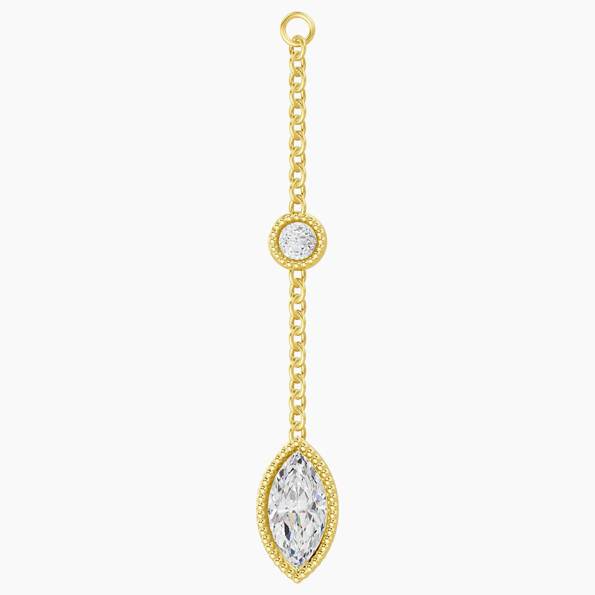 Alcyone | 18k Yellow Gold 28 mm Marquise Diamond Chain Charm