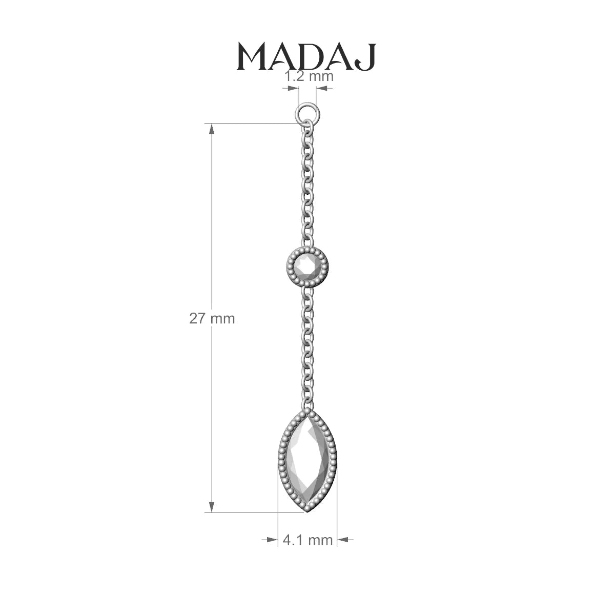 Alcyone | 18k White Gold 27 mm Marquise Diamond Chain Charm