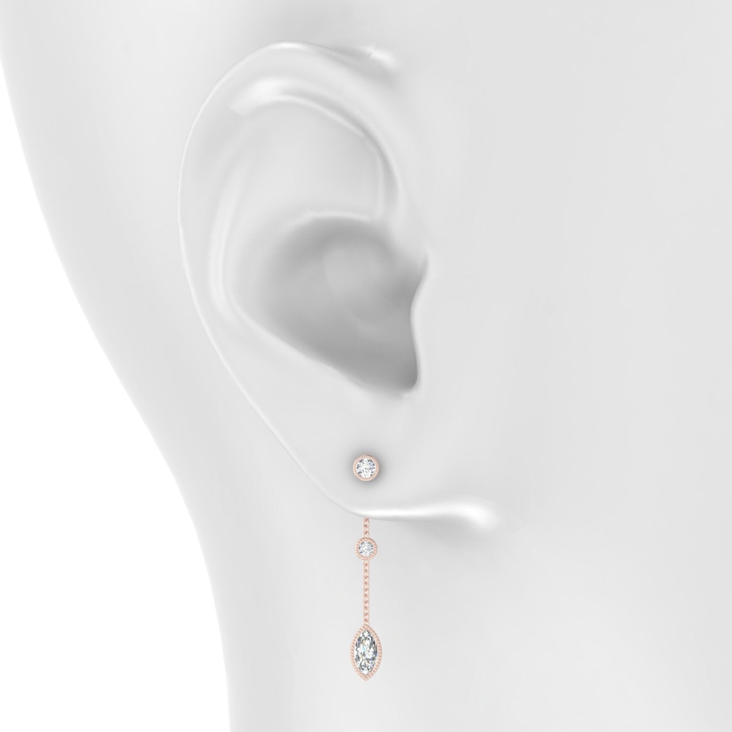 Alcyone | 18k Rose Gold 28 mm Marquise Diamond Chain Charm