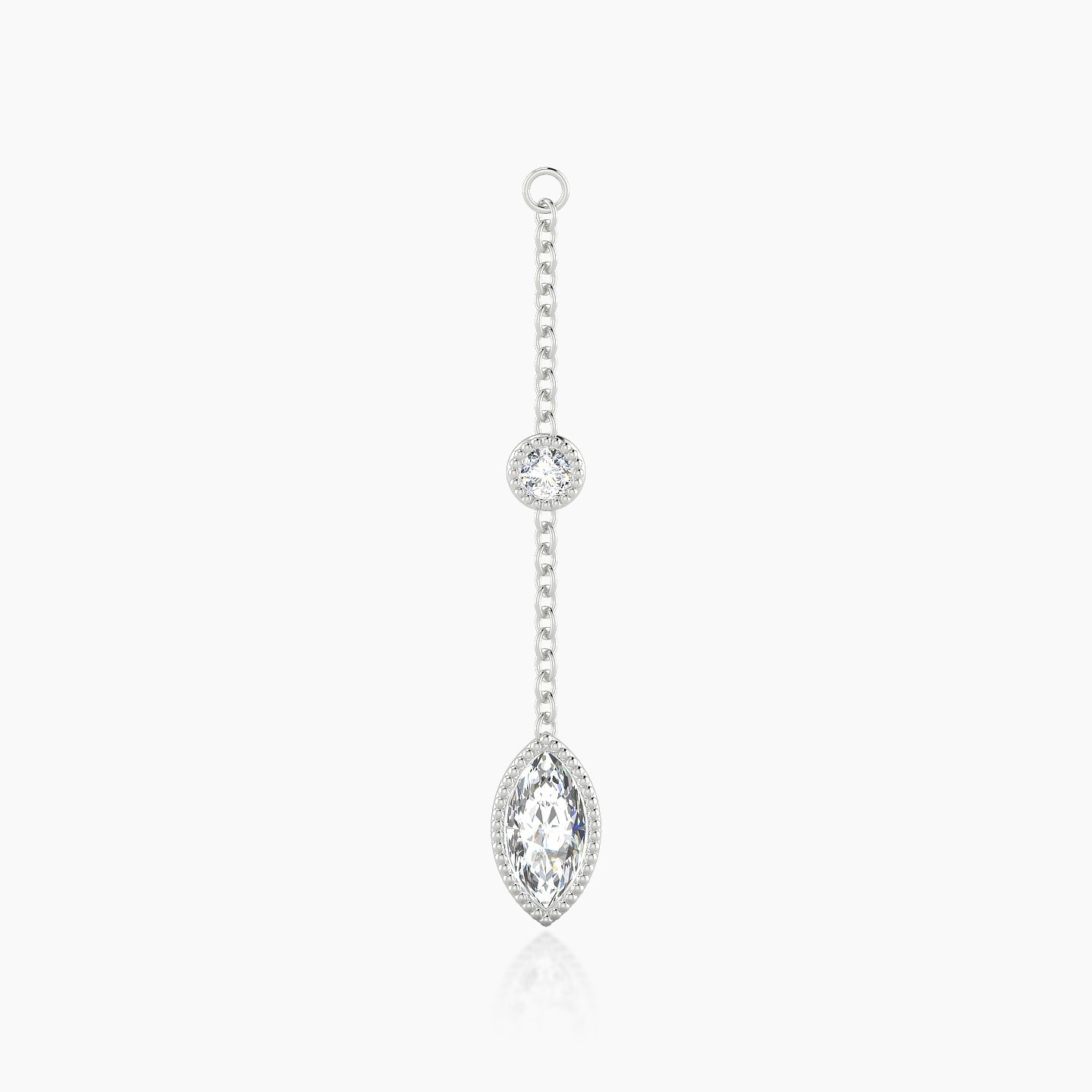 Alcyone | 18k White Gold 28 mm Marquise Diamond Chain Charm