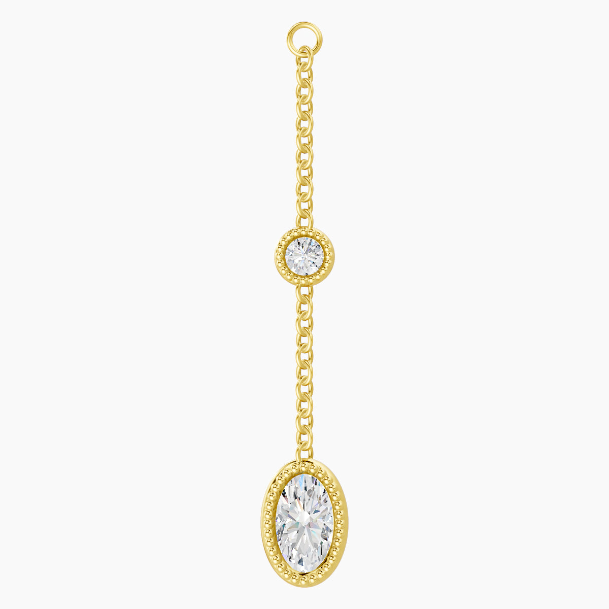Alcyone | 18k Yellow Gold 28 mm Oval Diamond Chain Charm