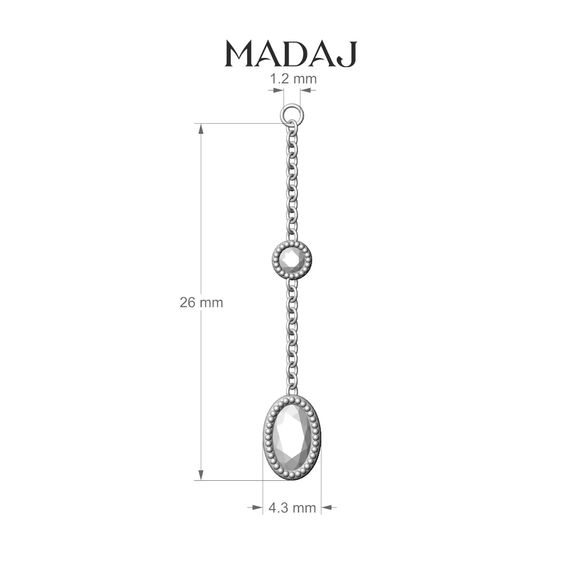 Alcyone | 18k Yellow Gold 26 mm Oval Diamond Chain Charm