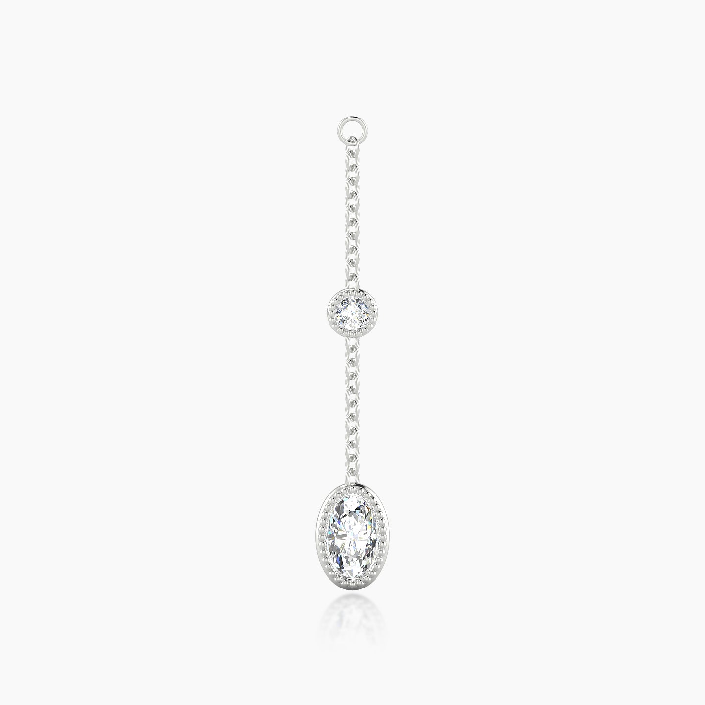 Alcyone | 18k White Gold 28 mm Oval Diamond Chain Charm
