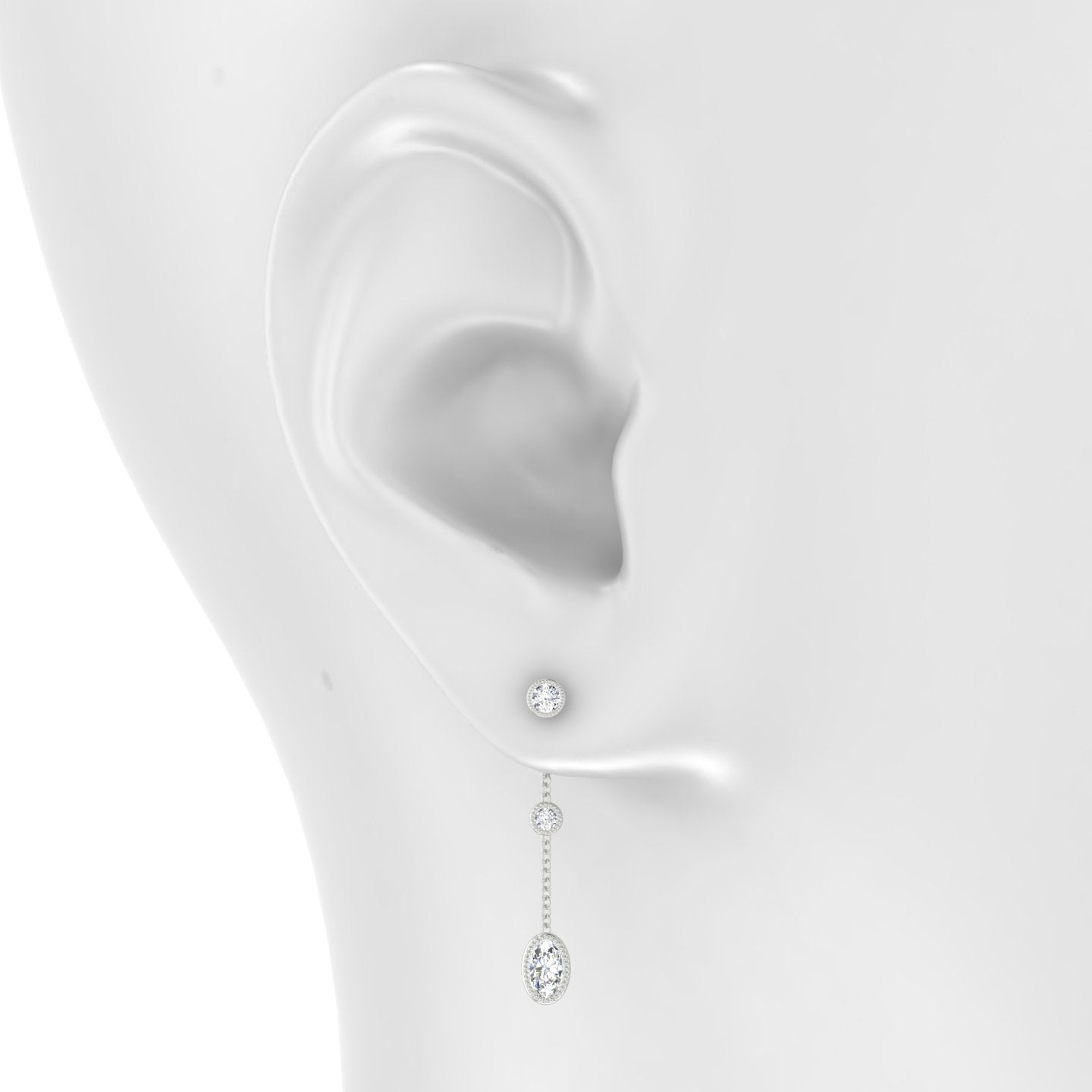 Alcyone | 18k White Gold 28 mm Oval Diamond Chain Charm