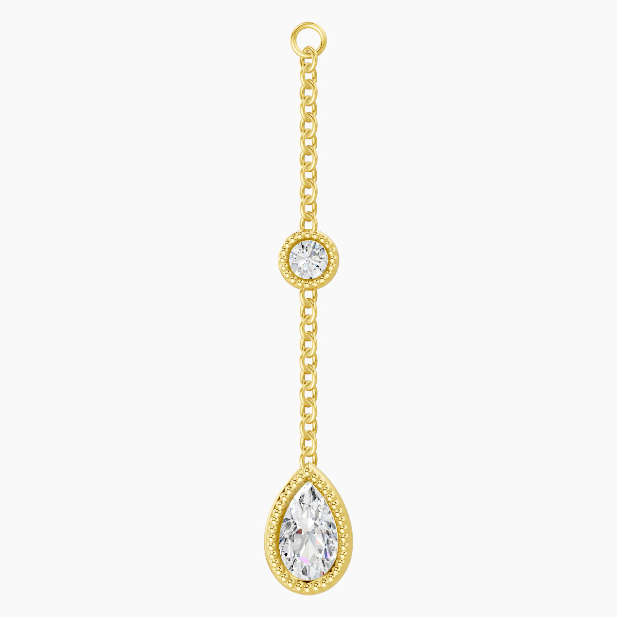 Alcyone | 18k Yellow Gold 28 mm Pear Diamond Chain Charm