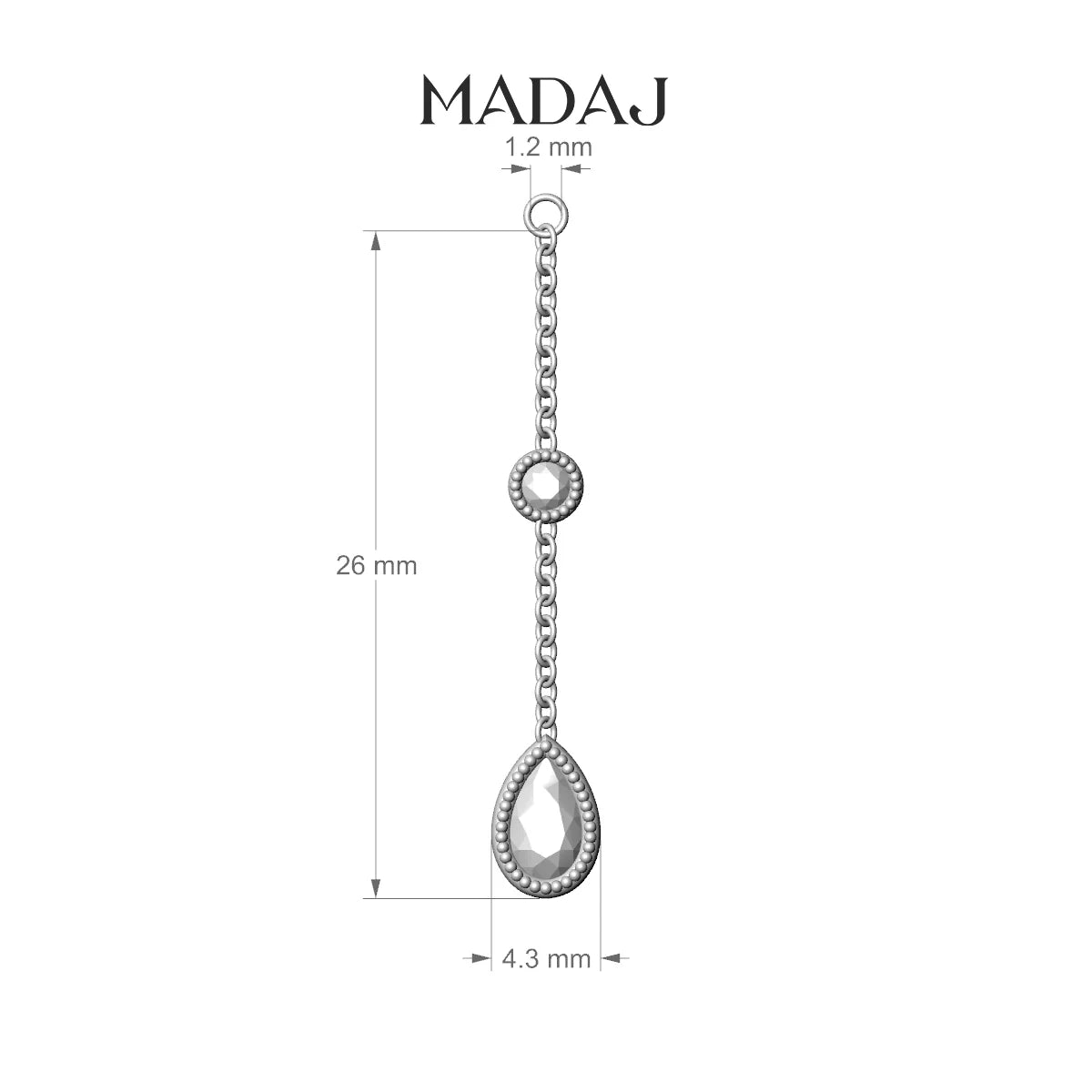 Alcyone | Charm Chaîne Diamant Poire Or Jaune 18k Hypoallergénique 26 mm