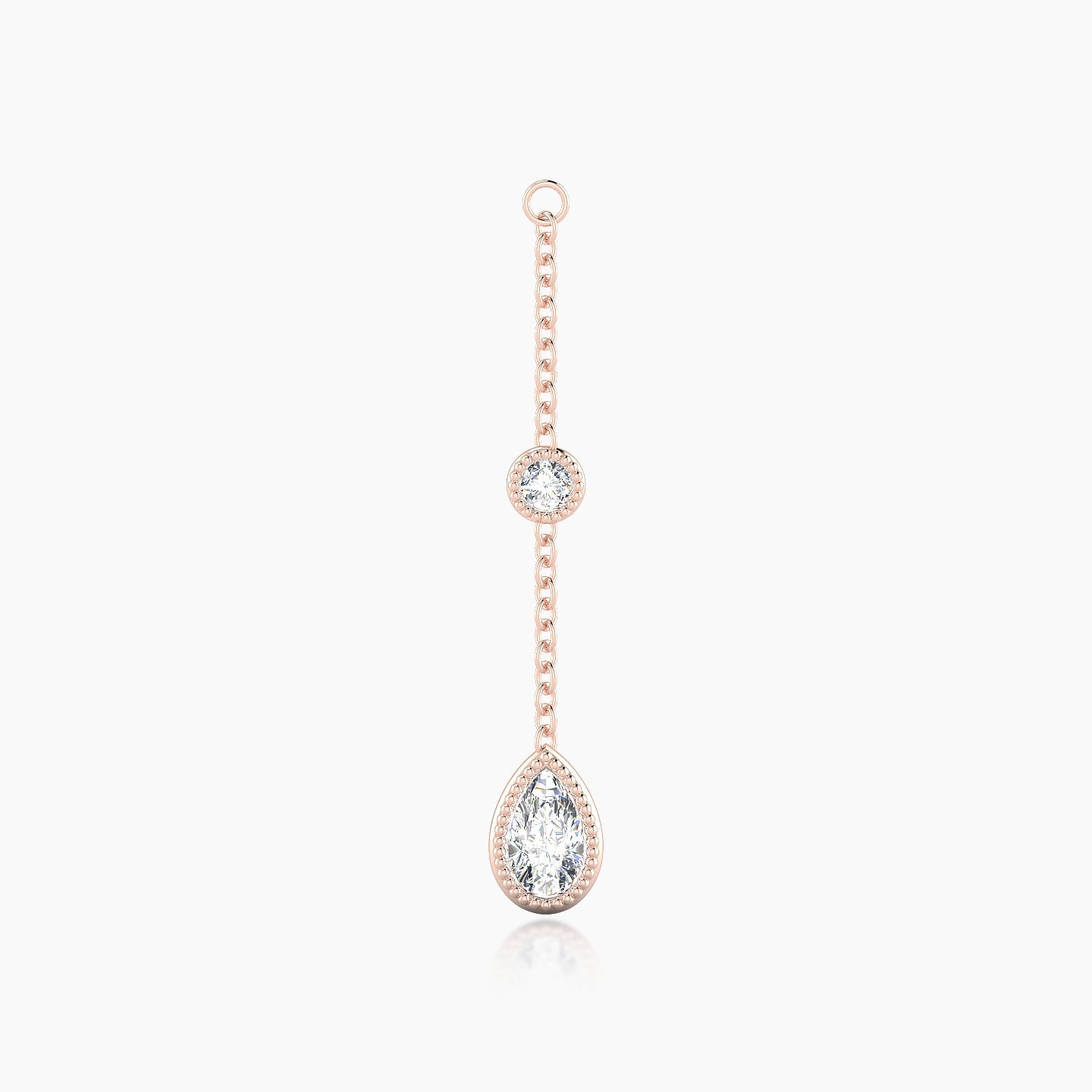Alcyone | 18k Rose Gold 28 mm Pear Diamond Chain Charm